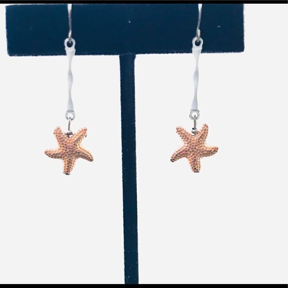 Vintage Starfish Dangle Earrings Pastel Orange NWT - Picture 7 of 10